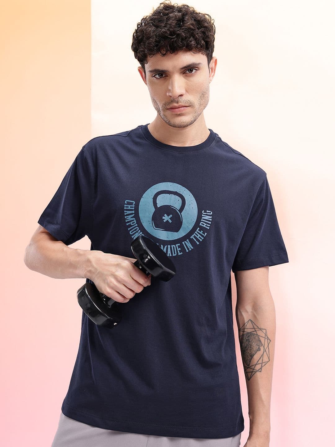 HRX by Hrithik Roshan Printed Drop-Sleeves Relaxed Fit Training T-shirt - view 1