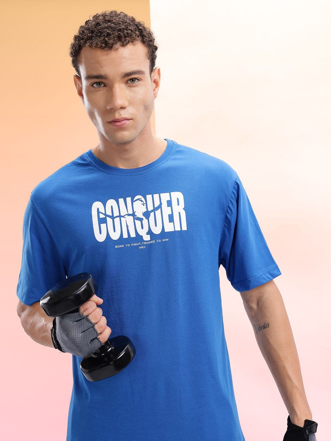 HRX by Hrithik Roshan Typography Printed Drop-Shoulder Sleeves Training T-shirt - view 1