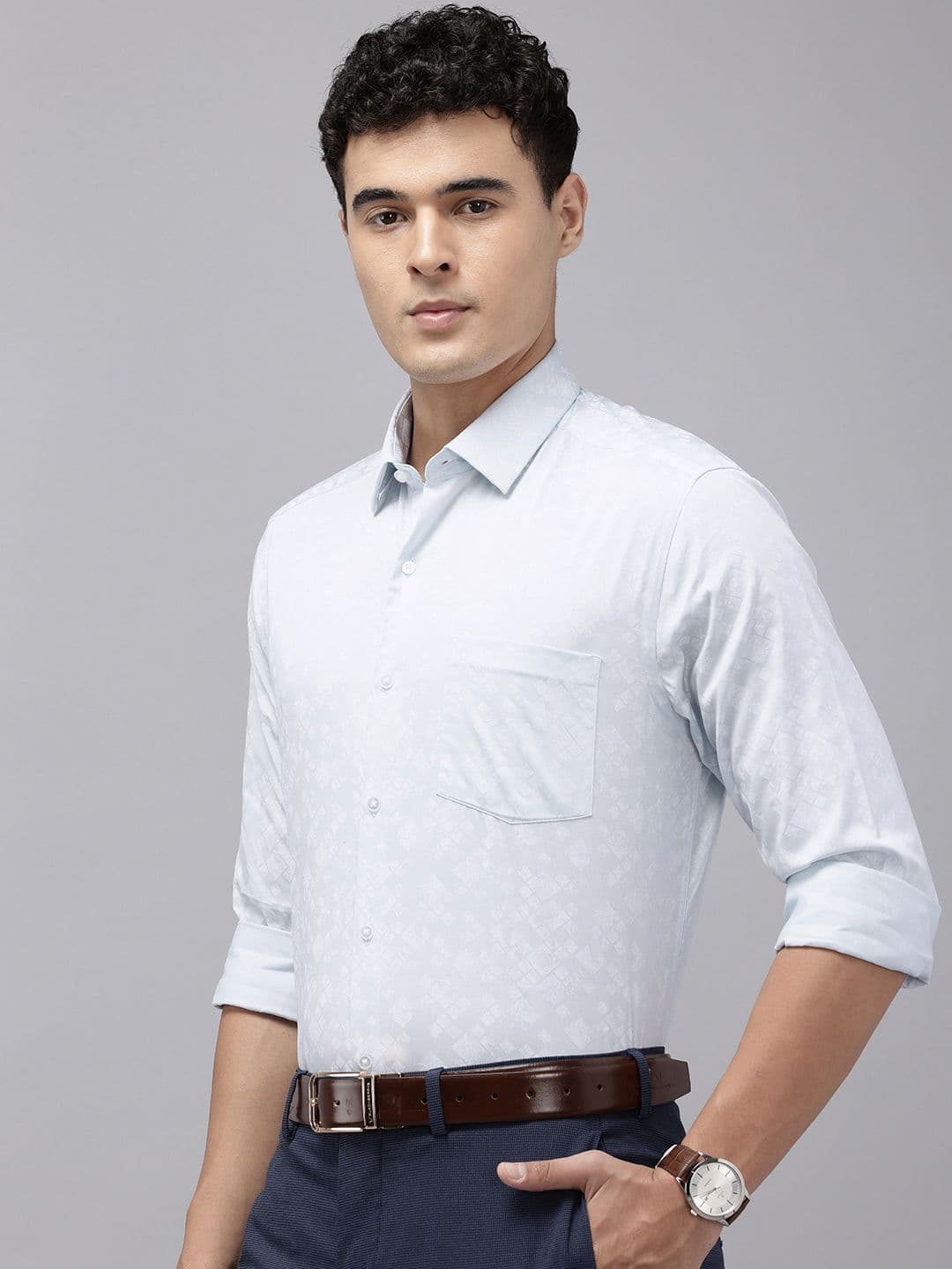 Arrow Pure Cotton Manhattan Slim Fit Geometric Printed Formal Shirt - view 1