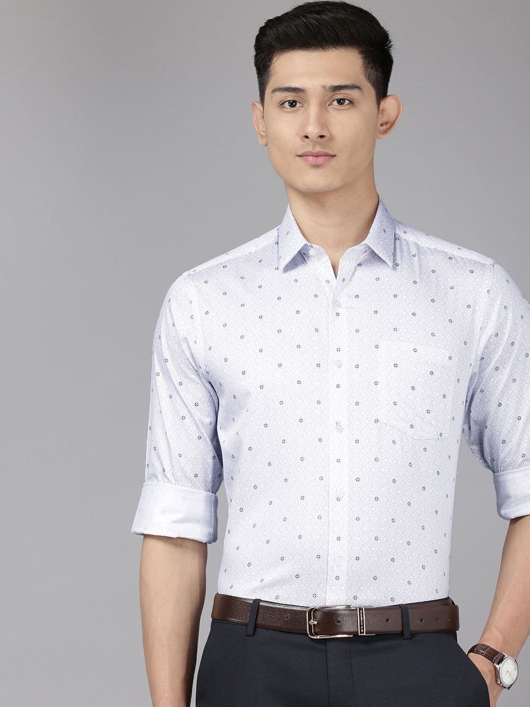 Arrow Pure Cotton Manhattan Slim Fit Geometric Printed Formal Shirt - view 1