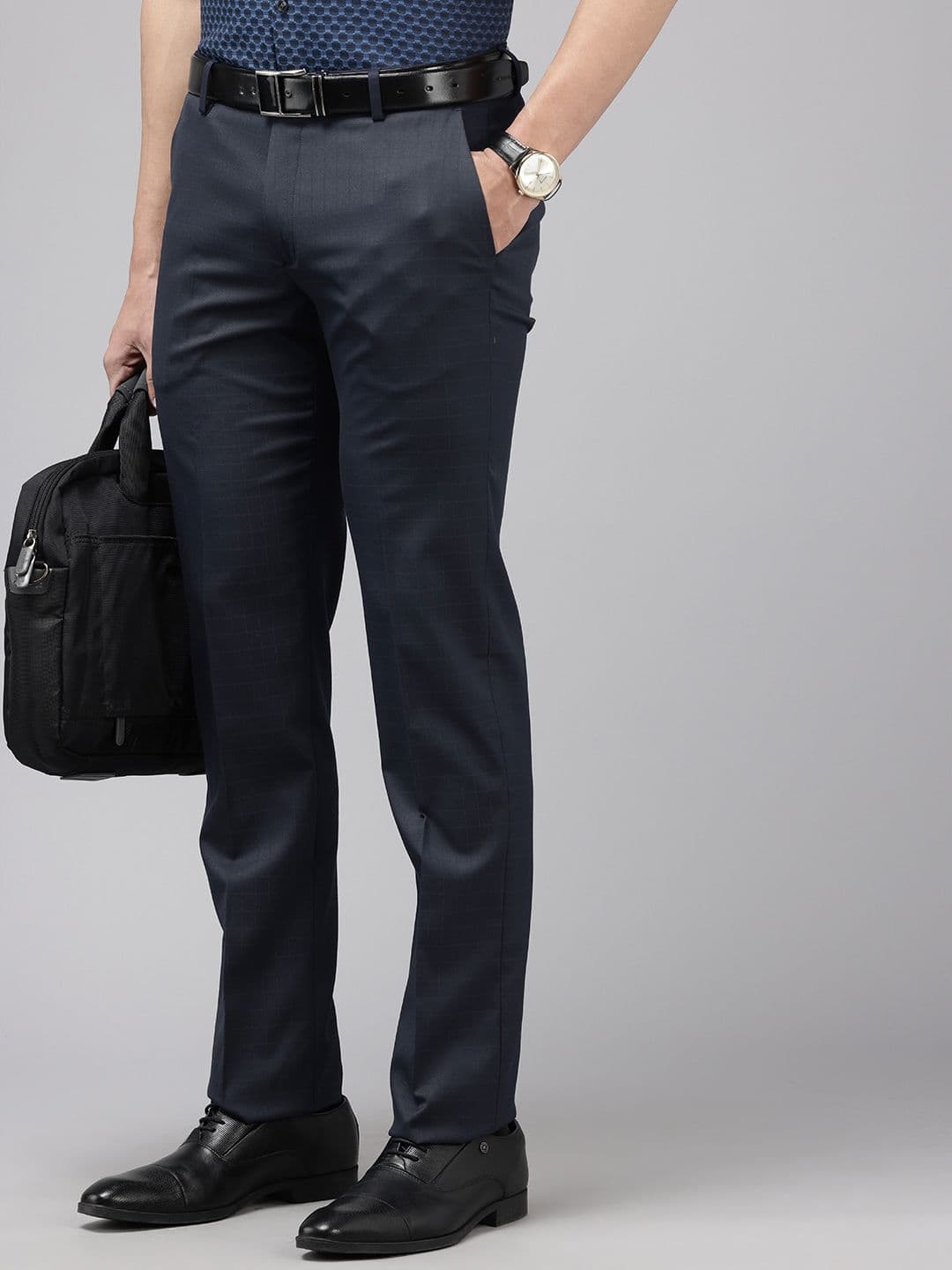 Arrow Men Checked Hudson Tailored Tapered Fit Formal Trousers - view 1