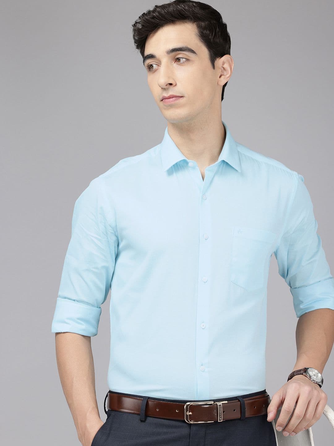 Arrow Manhattan Slim Fit Textured Pure Cotton Formal Shirt - view 1