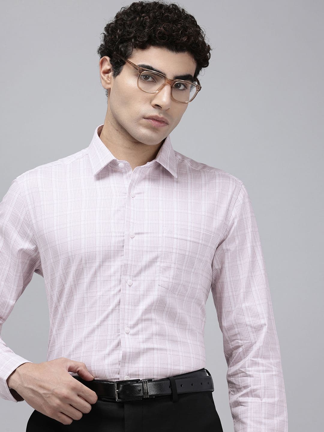 Arrow Manhattan Slim Fit Checked Pure Cotton Formal Shirt - view 1