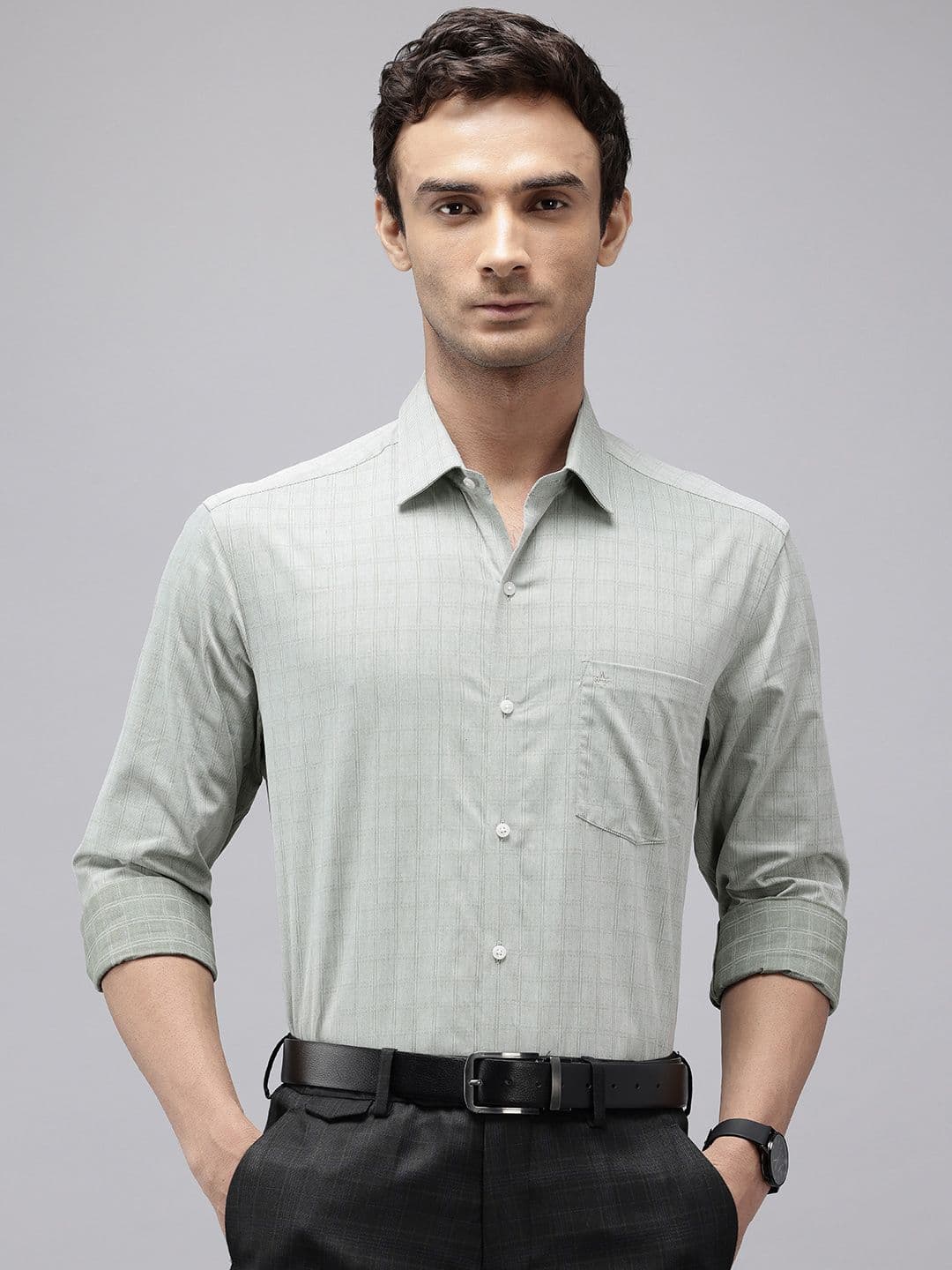 Arrow Manhattan Slim Fit Checked Pure Cotton Formal Shirt - view 1