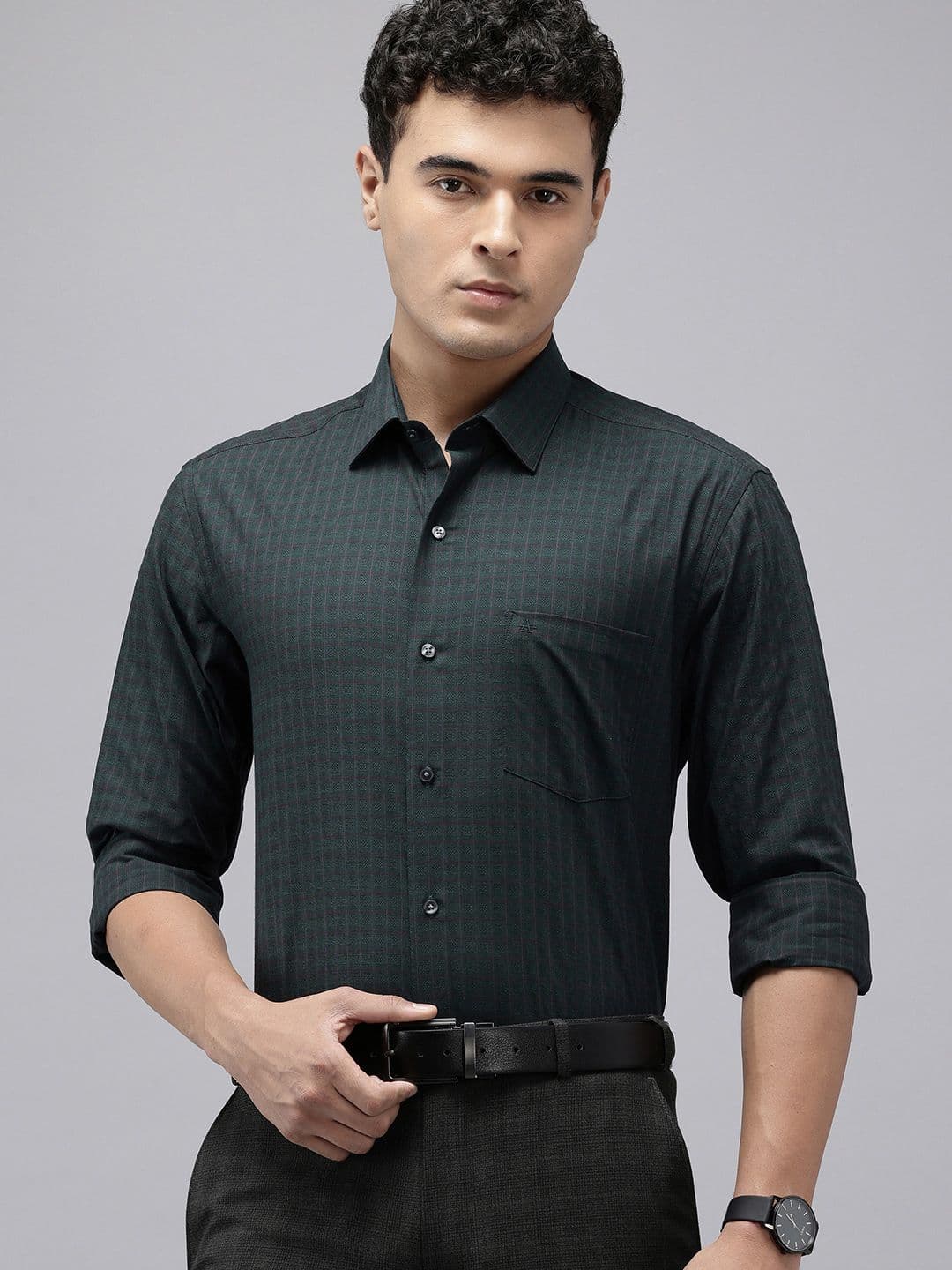 Arrow Pure Cotton Manhattan Slim Fit Checked Formal Shirt - view 1