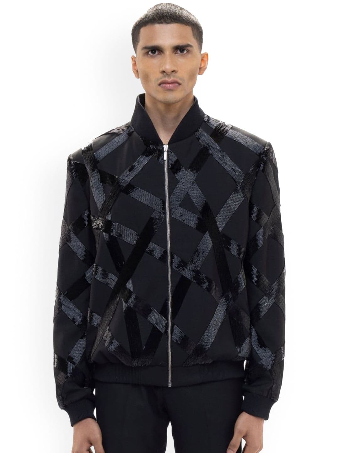 SDS By Kushal Shah Mock Collar Bomber Crop Jacket - view 1