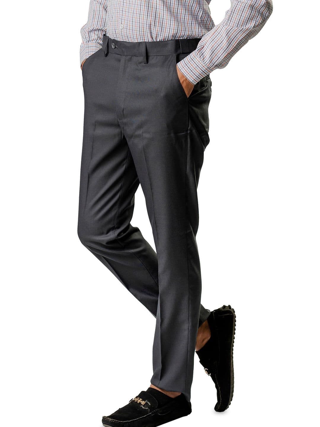 SWISS HORN Men Slim Fit Easy Wash Pleated Formal Trousers - view 1