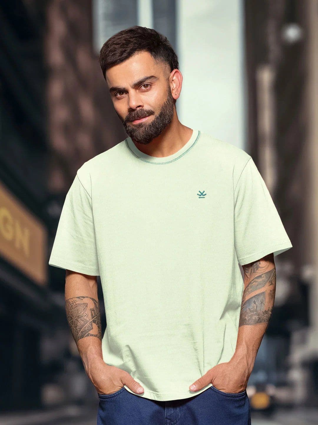WROGN Pure Cotton Short Sleeves Round Neck Oversized T-shirt - view 1
