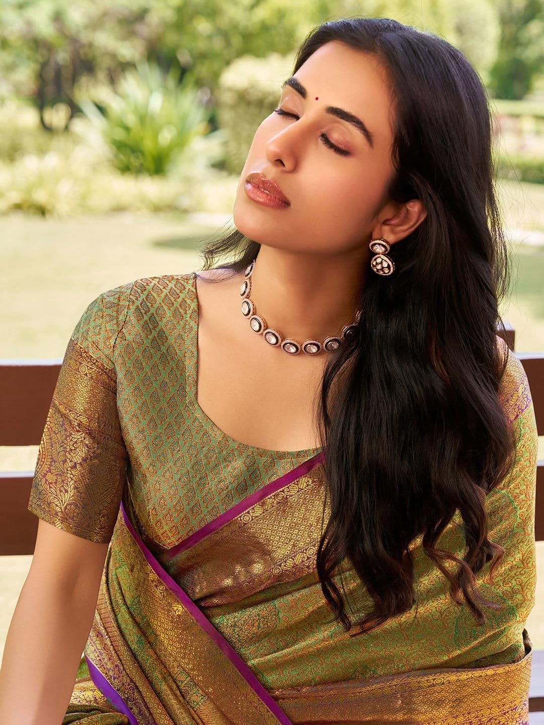 Satrani Women Ethnic Motifs Woven Design Designer Banarasi Saree - view 1