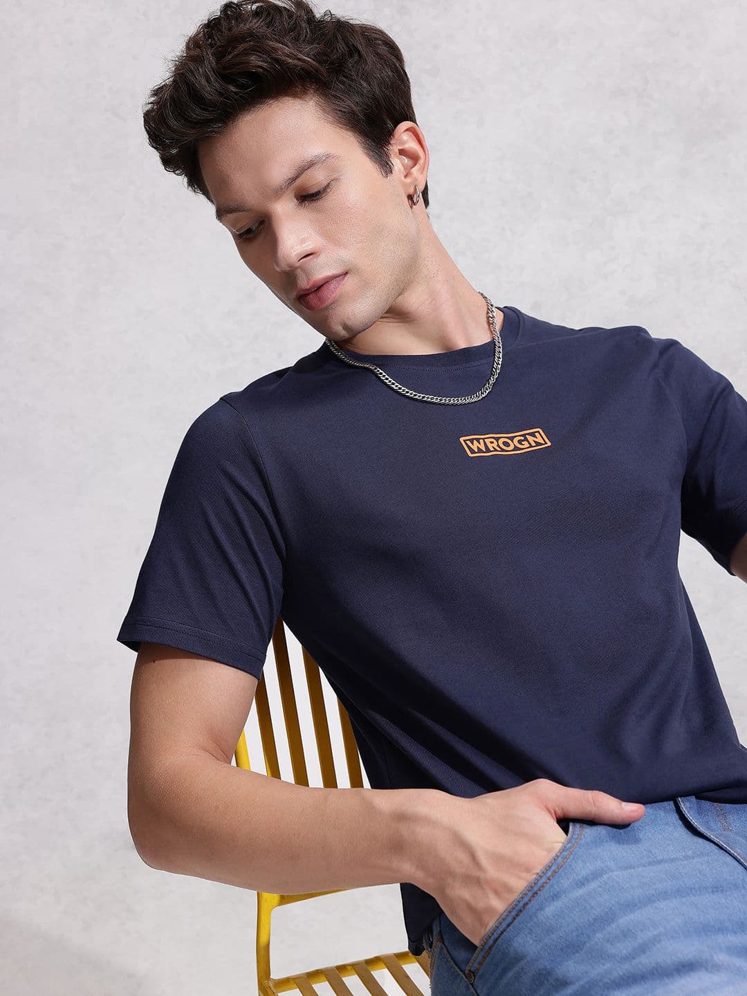 WROGN Brand Logo Printed Pure Cotton Slim Fit T-shirt - view 1