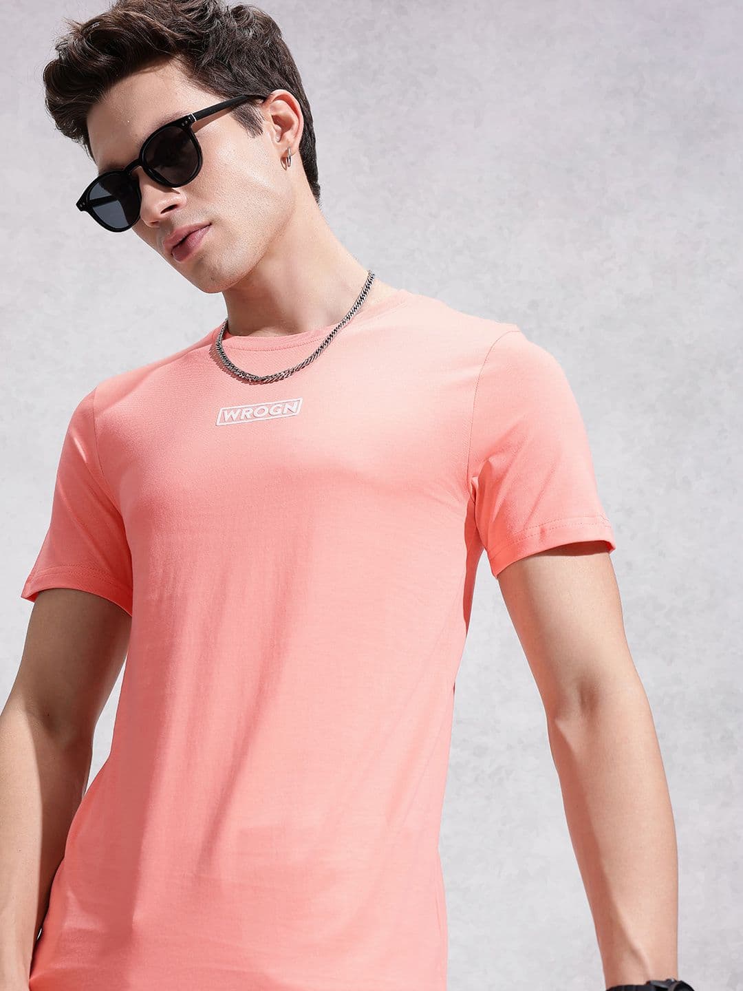 WROGN Slim Fit Brand Logo Printed Pure Cotton T-shirt - view 1