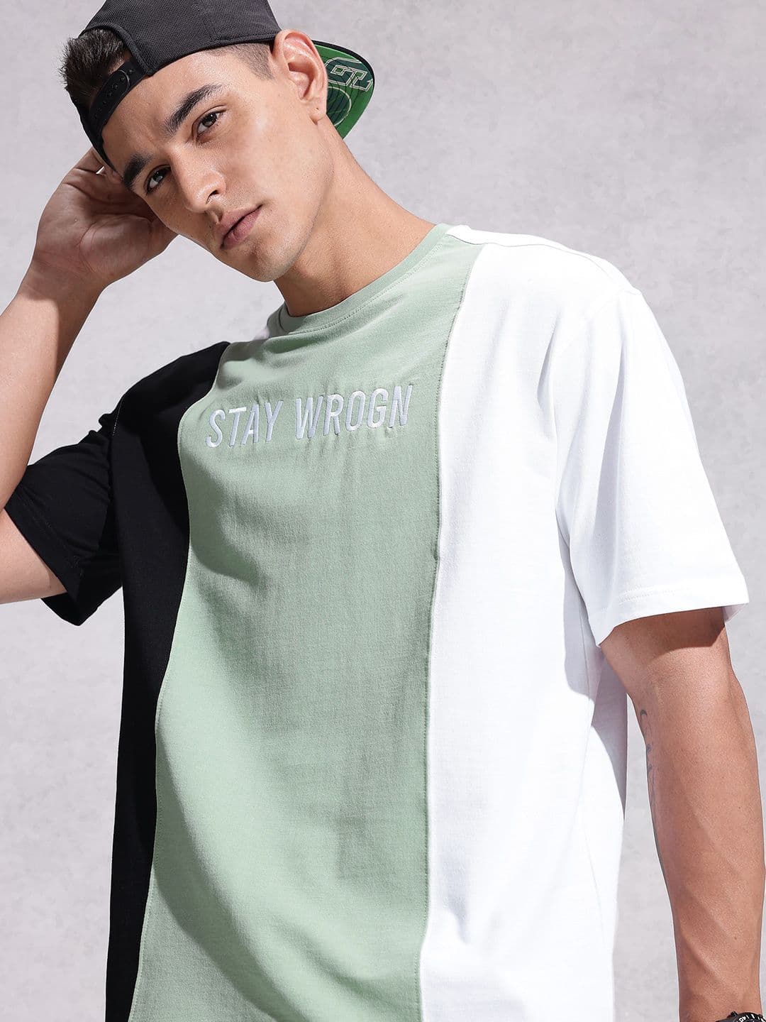 WROGN Relaxed Fit Colourblocked Pure Cotton T-shirt - view 1