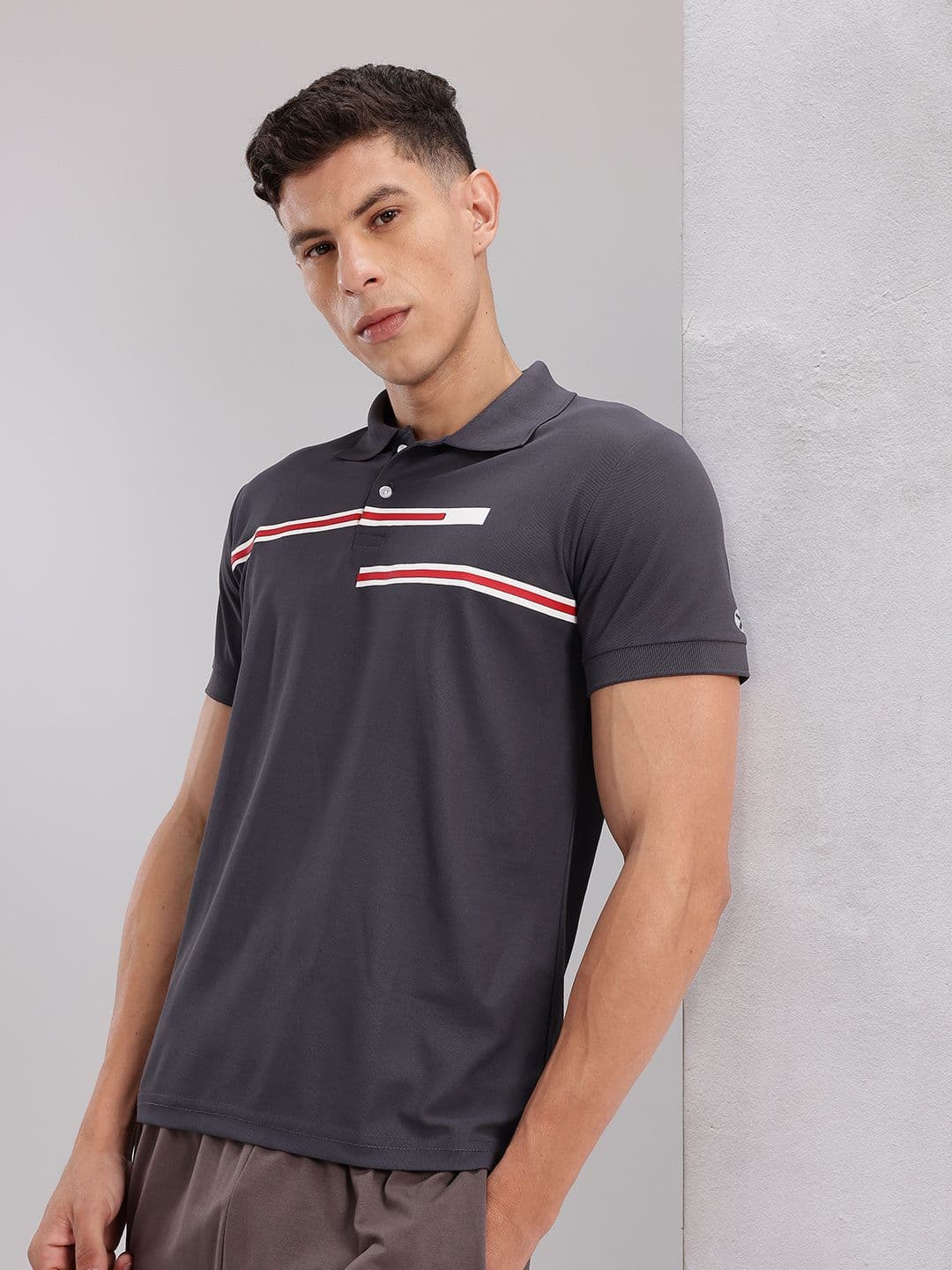 HRX by Hrithik Roshan Men Striped Polo Collar T-shirt - view 1