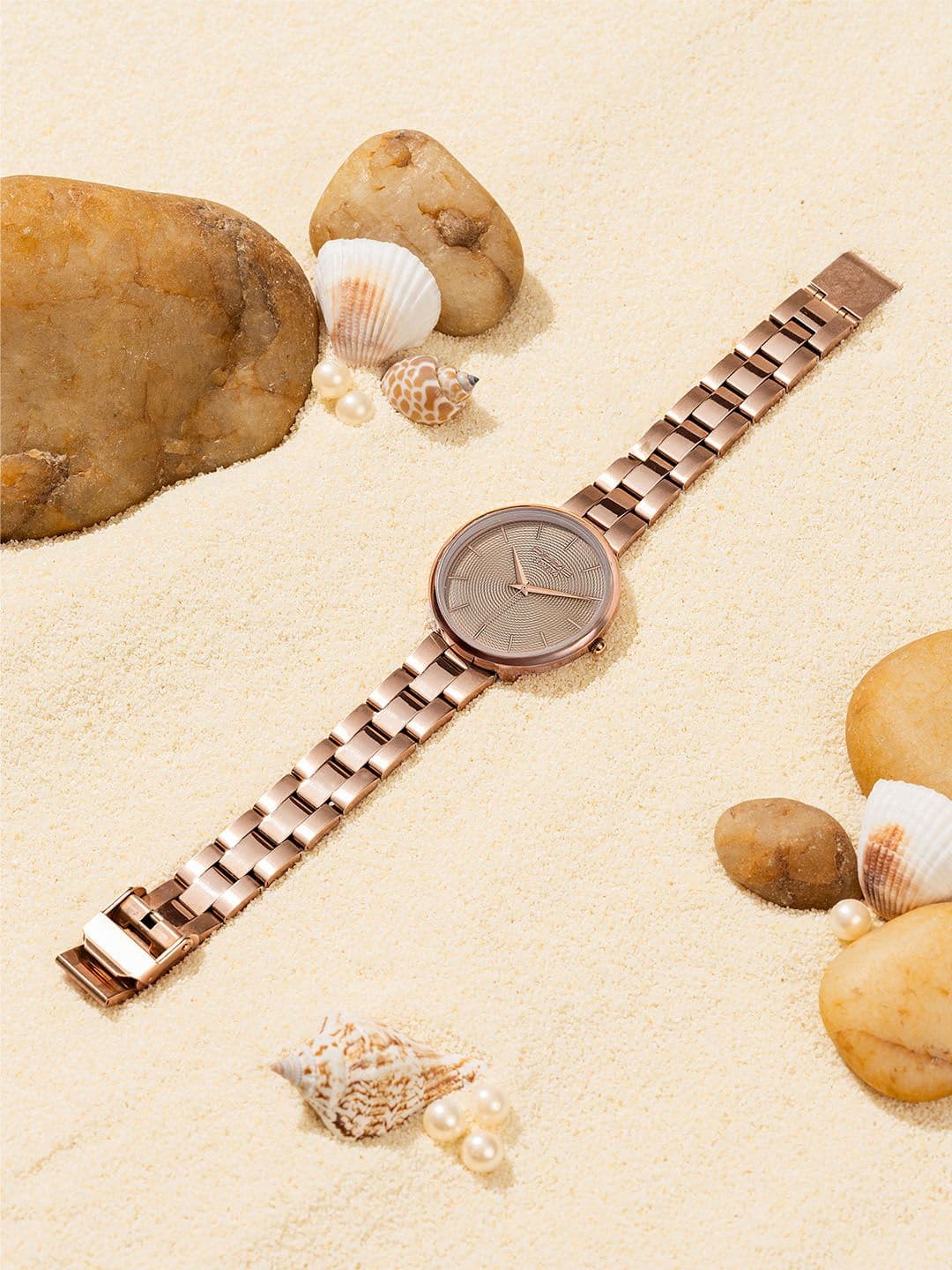 Sonata Poze Women Brass Dial & Stainless Steel Bracelet Style Straps Analogue Watch SP80113WM02 - view 1