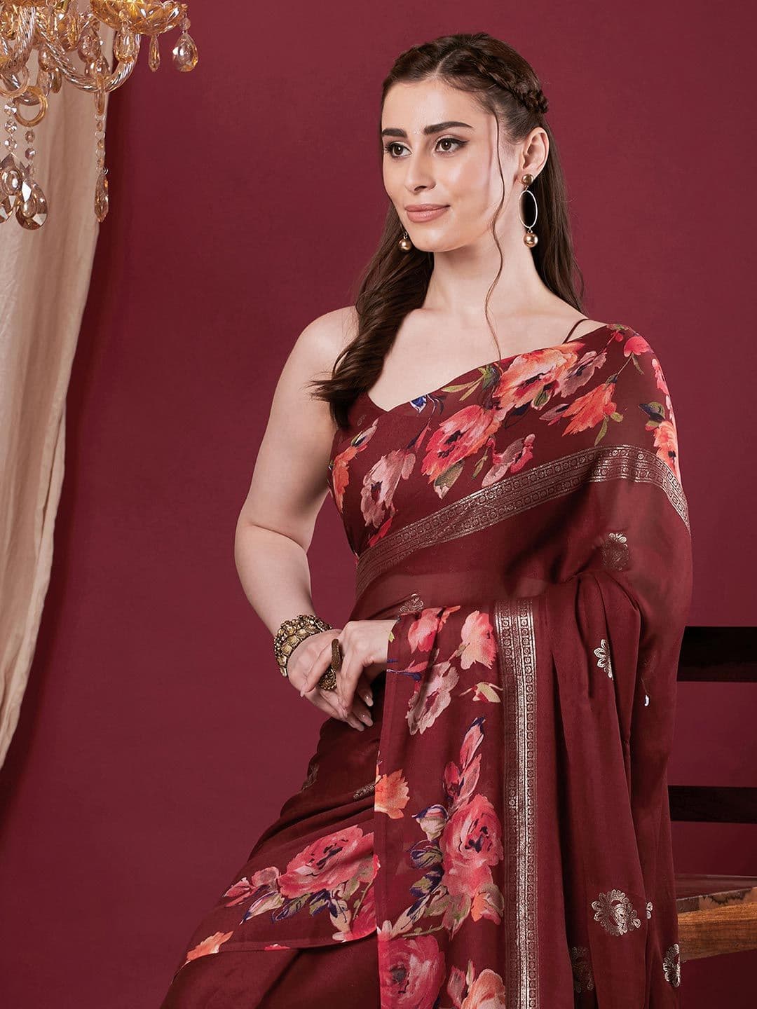 Mitera Floral Pure Georgette Saree - view 1