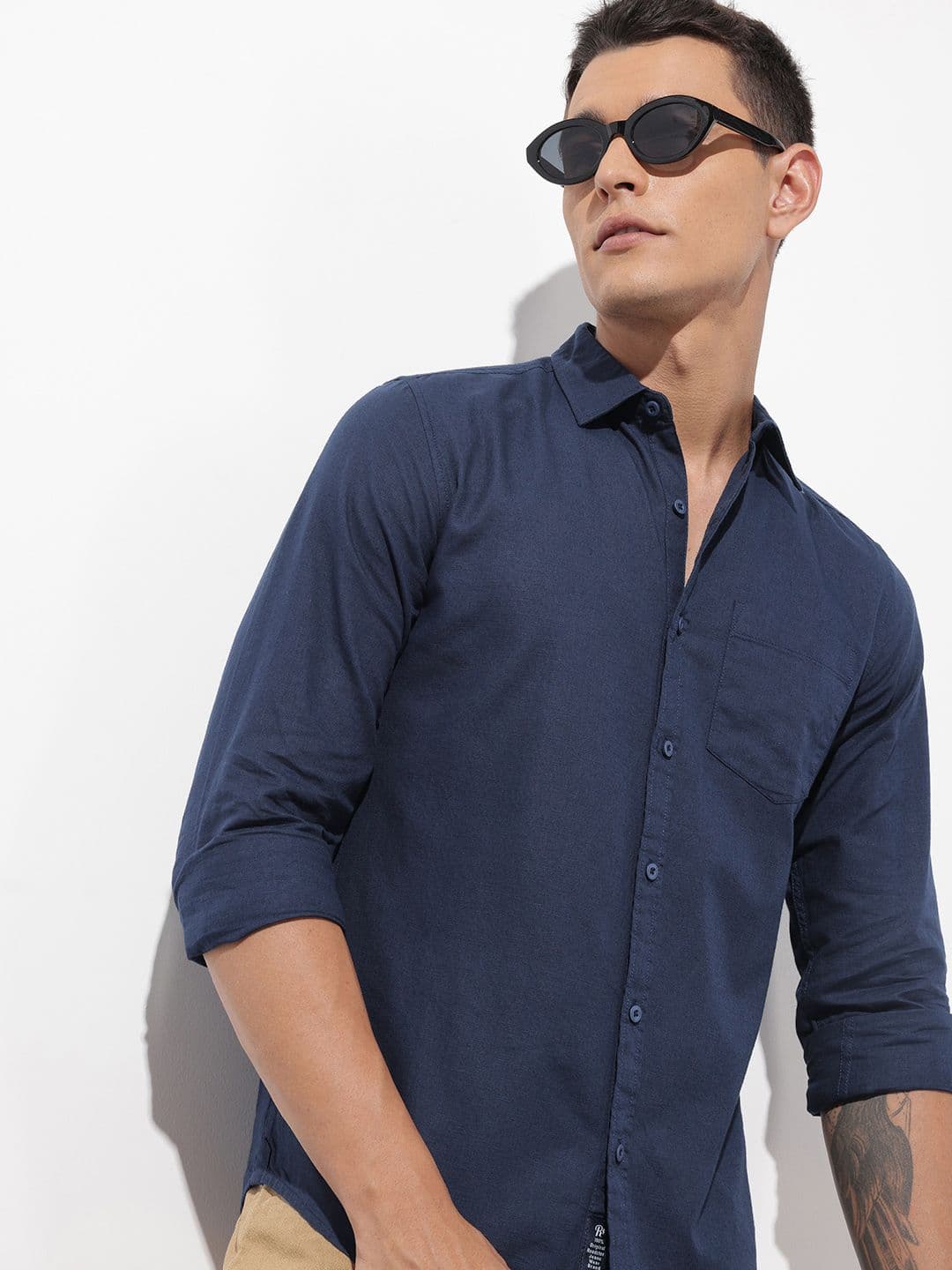 The Roadster Lifestyle Co. Solid Cotton Linen Shirt - view 1