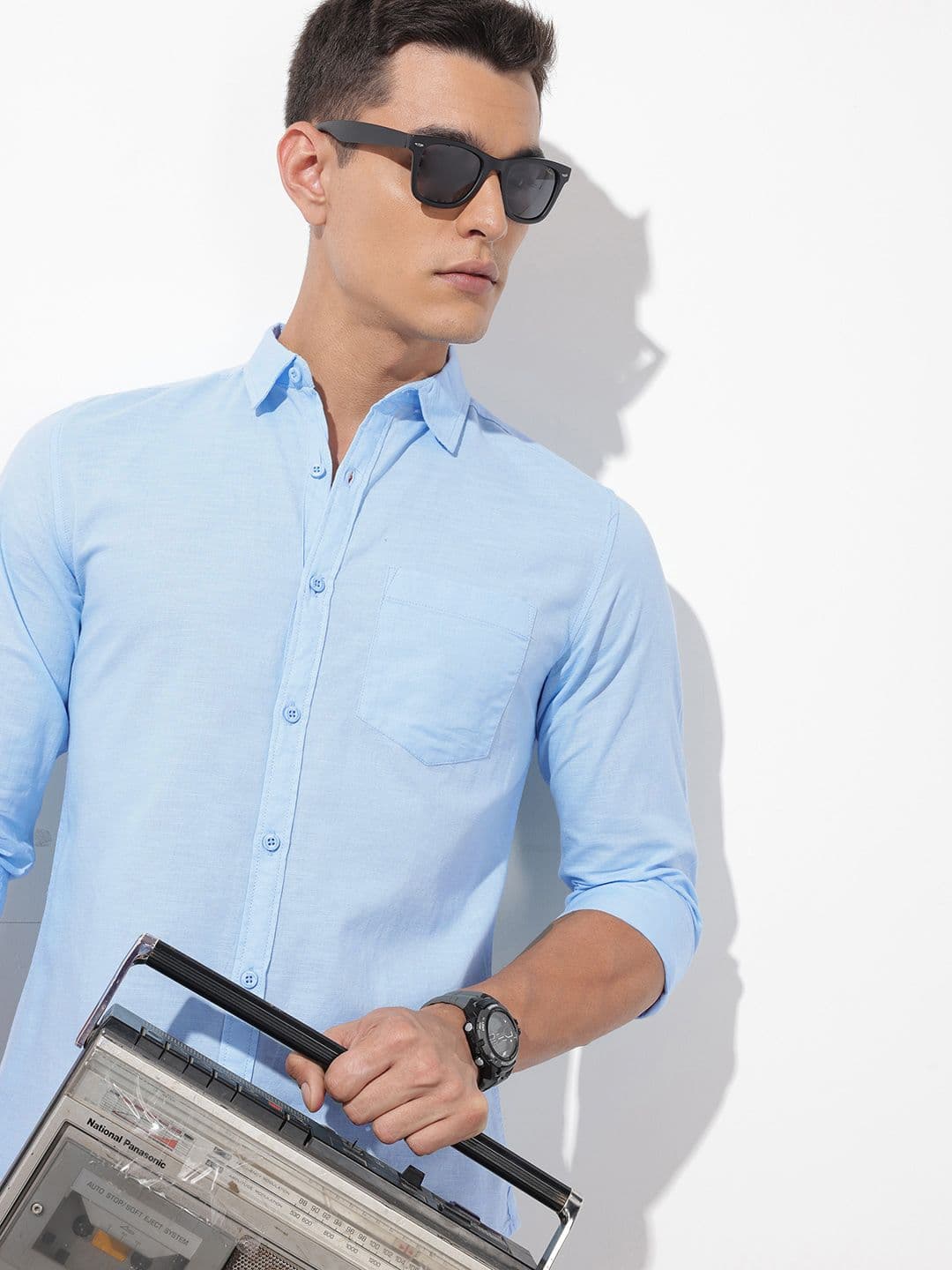 The Roadster Lifestyle Co. Solid Cotton Linen Regular Fit Shirt - view 1