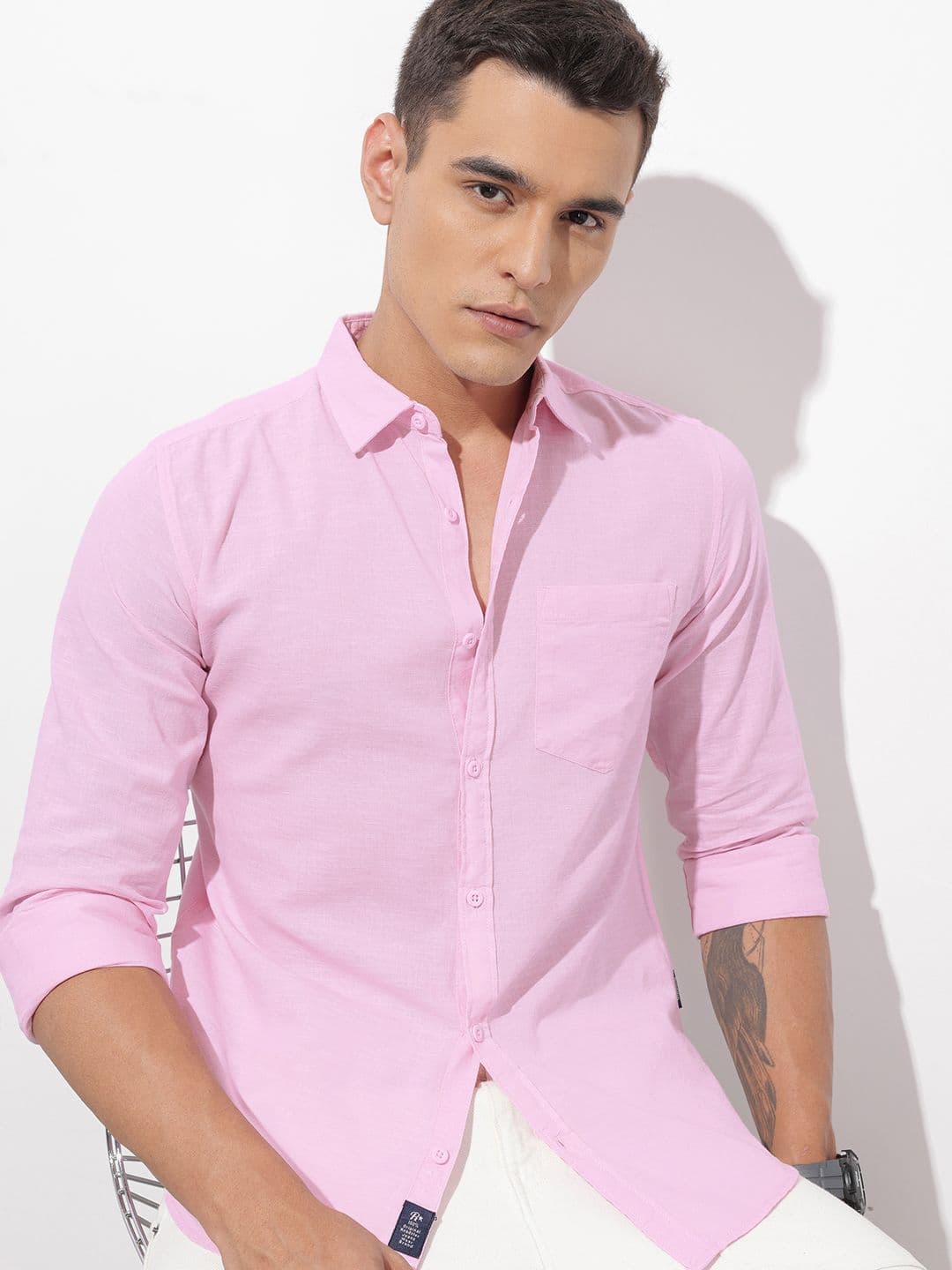 The Roadster Lifestyle Co. Solid Cotton Linen Shirt - view 1
