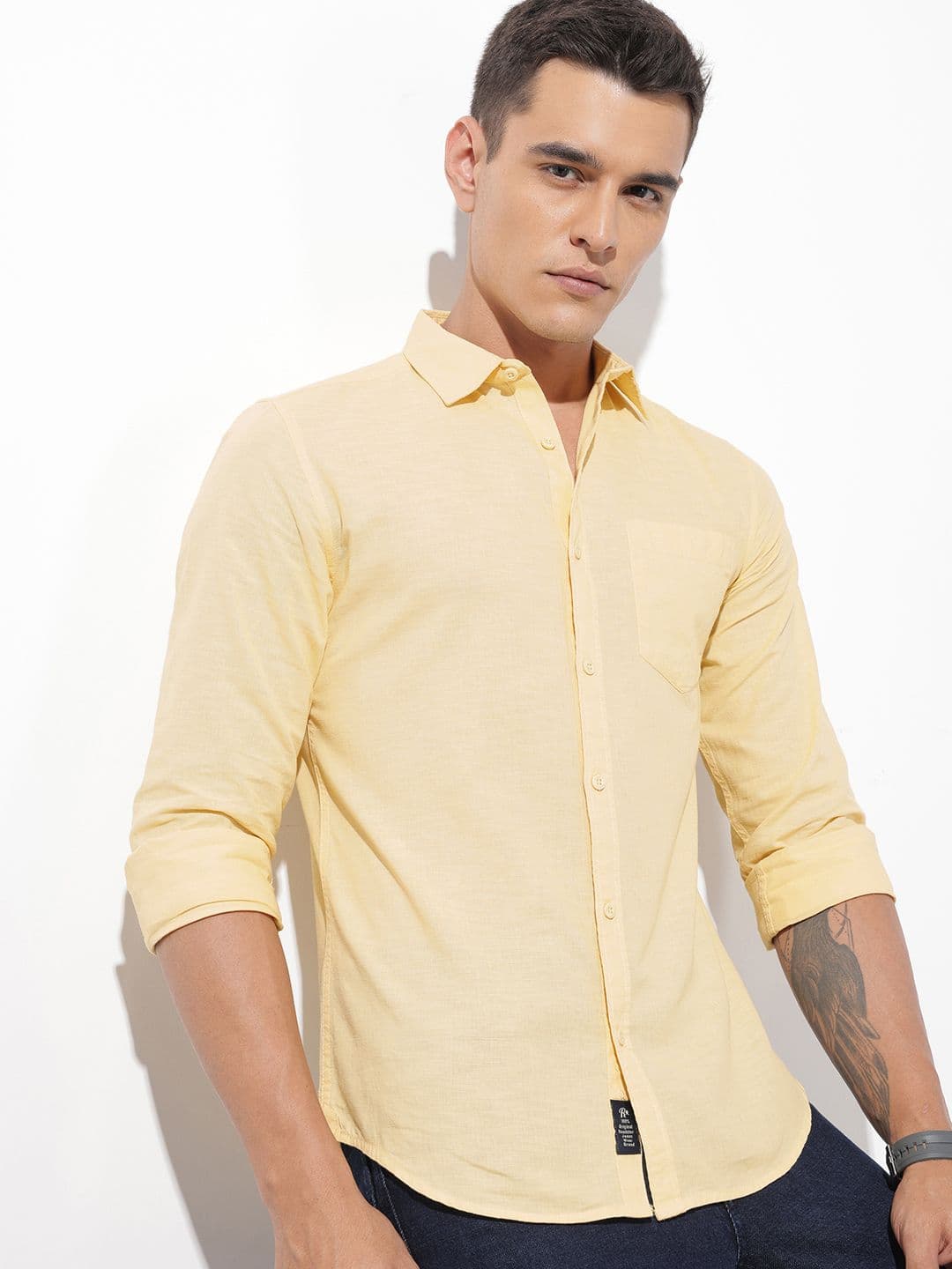 The Roadster Lifestyle Co. Solid Cotton Linen Shirt - view 1
