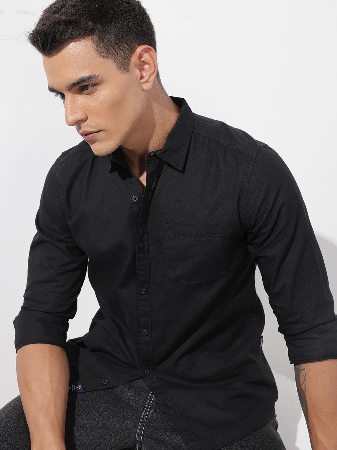 The Roadster Lifestyle Co. Solid Cotton Linen Regular Fit Shirt - view 1