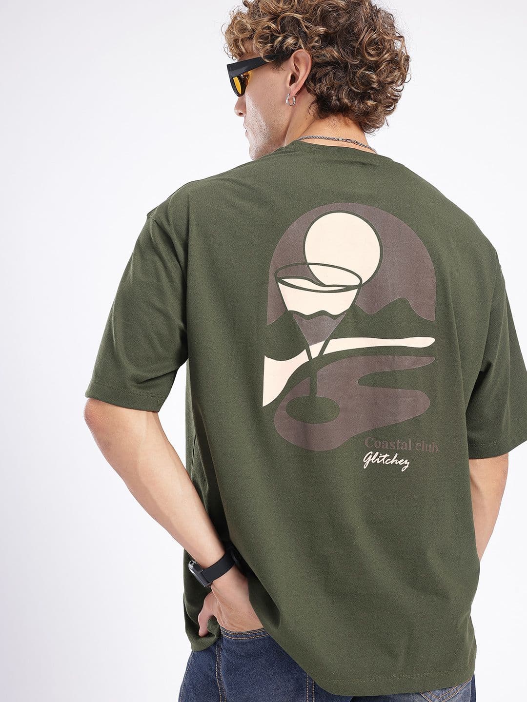 glitchez Men Printed Drop-Shoulder Sleeves Oversized T-shirt - view 1