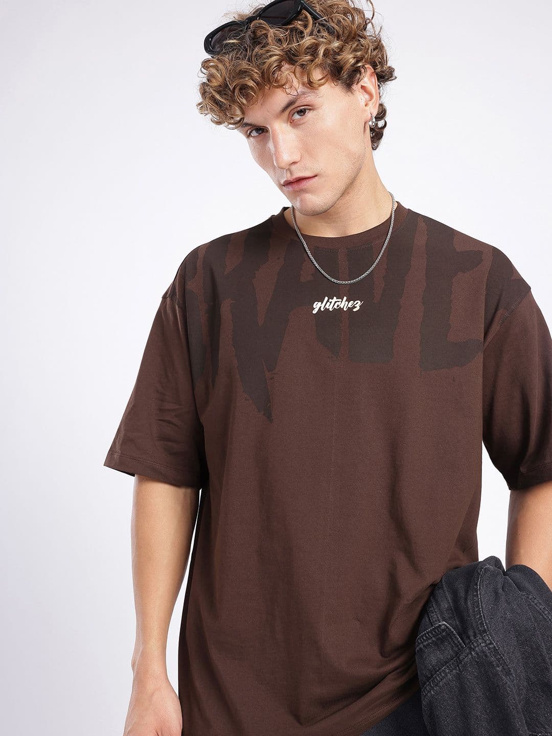 glitchez Typography Printed Oversized T-shirt - view 1