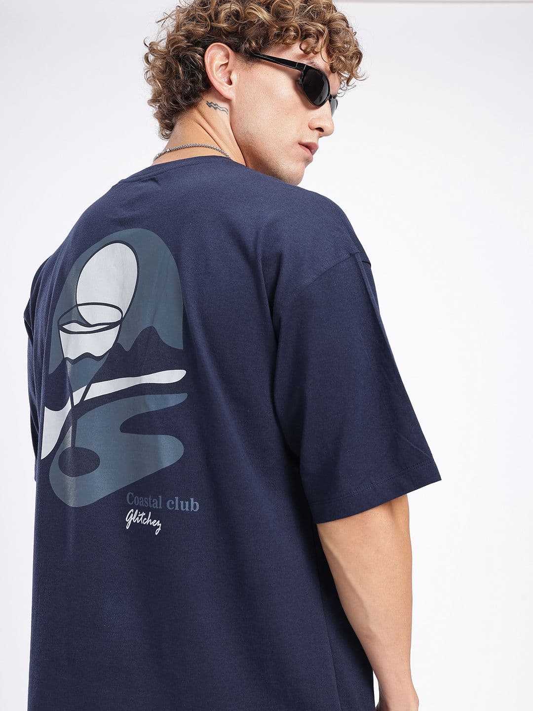 glitchez Graphic Printed Drop-Shoulder Sleeves Oversized T-shirt - view 1