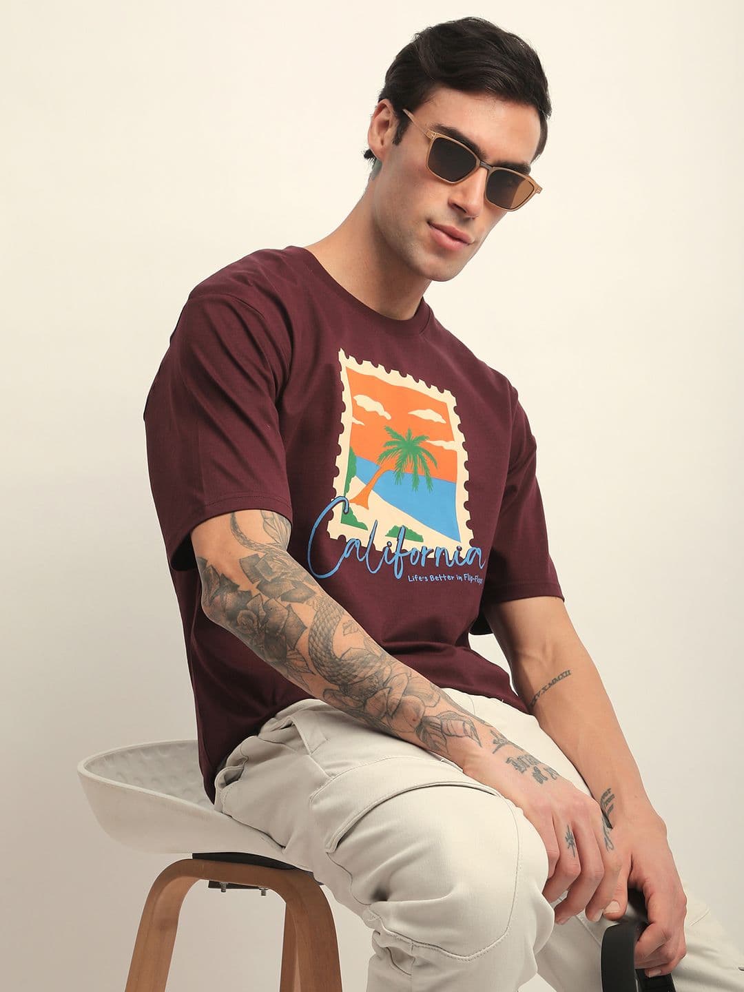 Difference of Opinion Men Short Sleeve Oversized Crew Neck Varsity Printed Tshirt - view 1