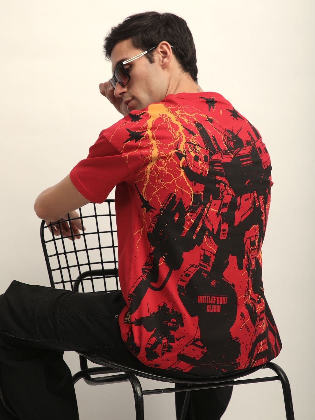 Stormborn Men Drop-Shoulder Transformers Printed Cotton Oversized Tshirt - view 1