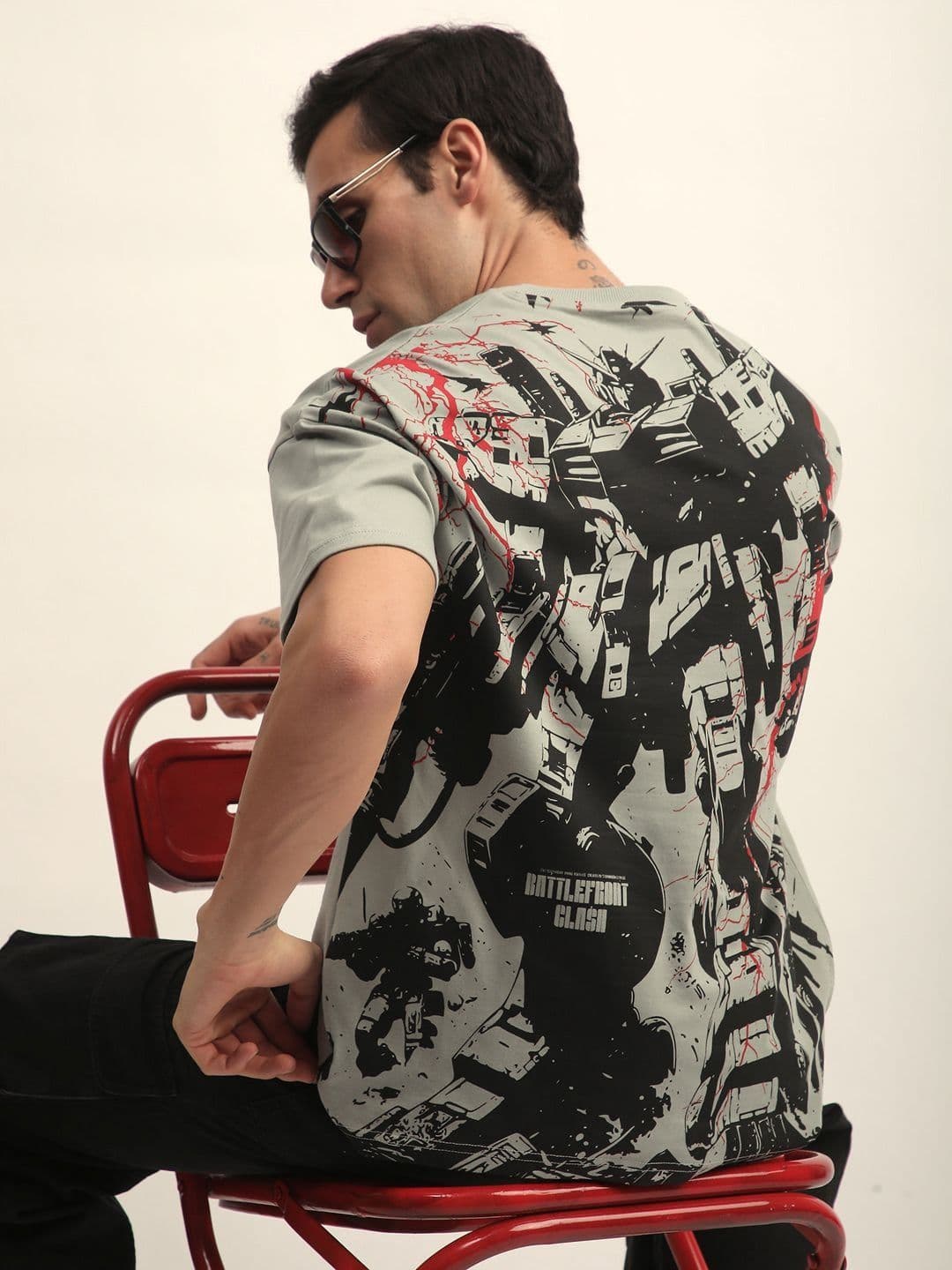 Stormborn Men Drop-Shoulder Transformers Printed Cotton Oversized Tshirt - view 1