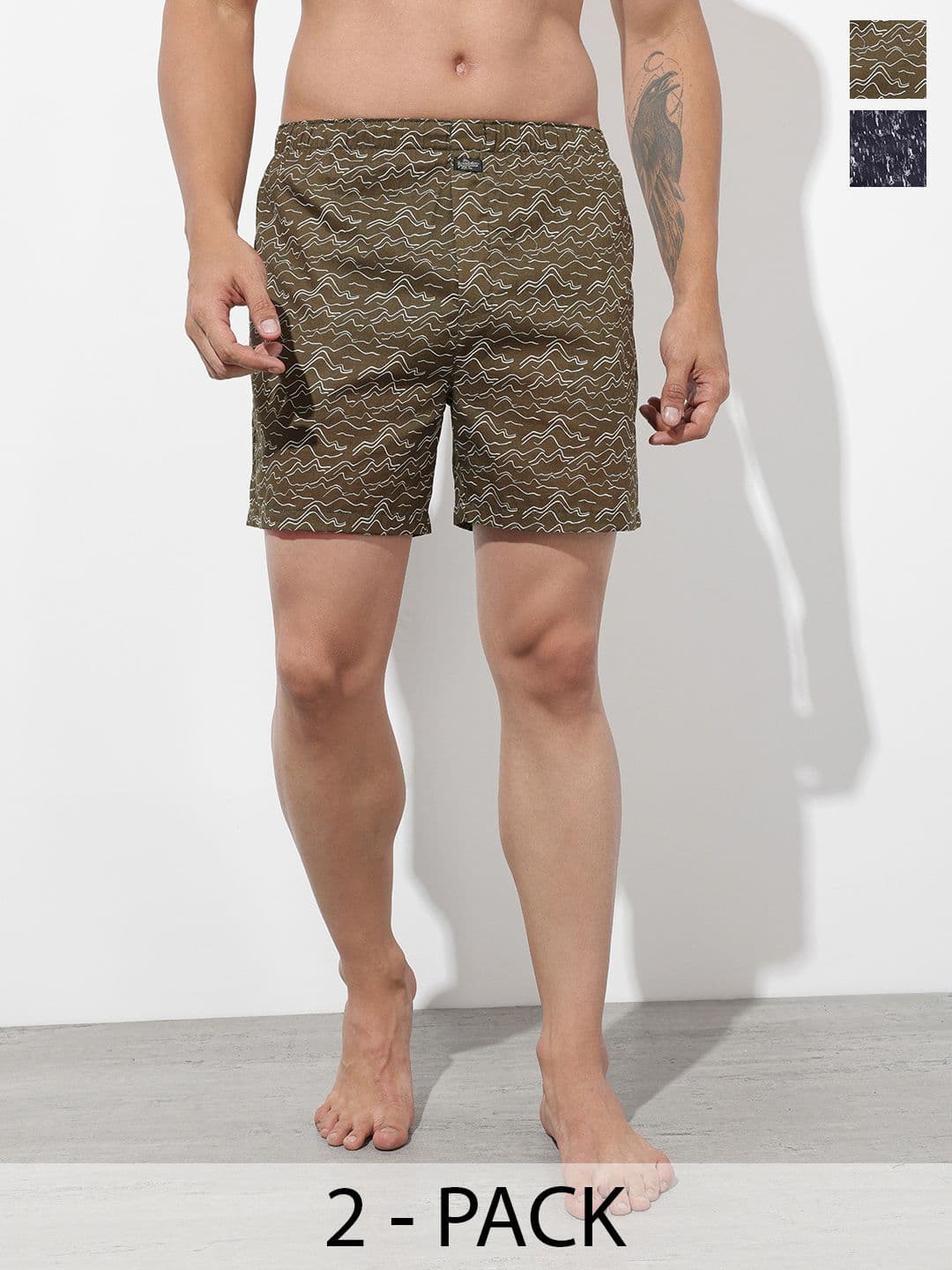 The Roadster Life Co. Pack Of 2 Printed Pure Cotton Boxers - view 1