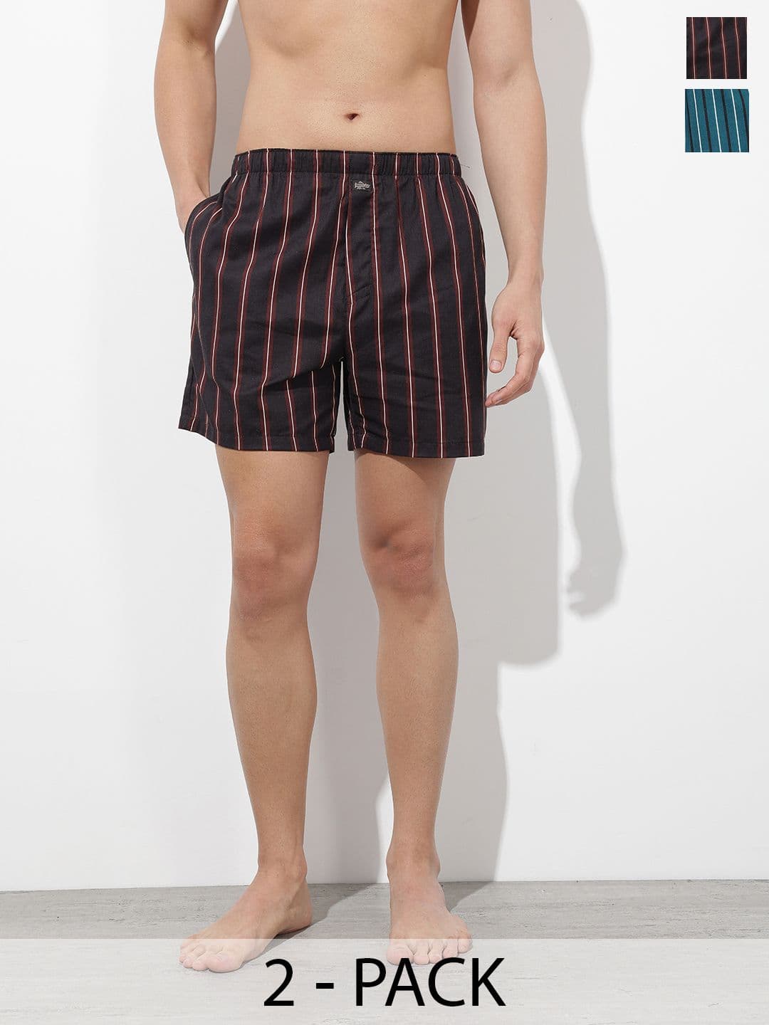 The Roadster Life Co. Pack Of 2 Striped Pure Cotton Boxers - view 1
