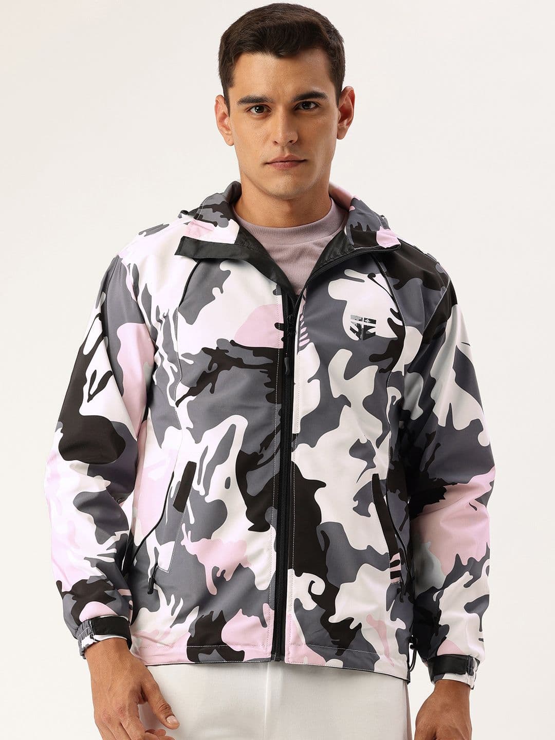 FIFTY TWO Printed Hooded Rain Jacket - view 1