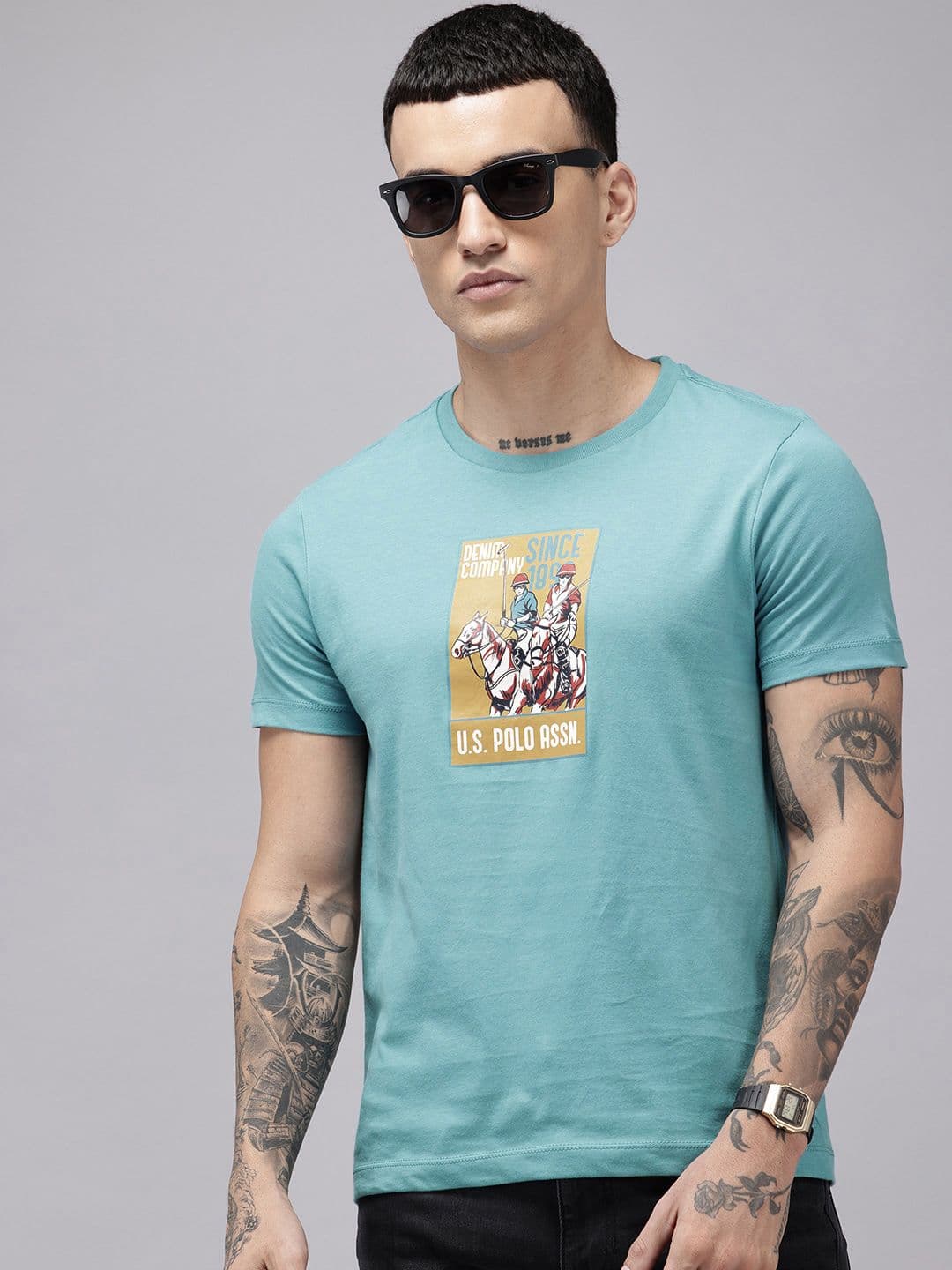 U.S. Polo Assn. Denim Co. Brand Logo Printed Pure Cotton Slim Fit T-shirt - view 1