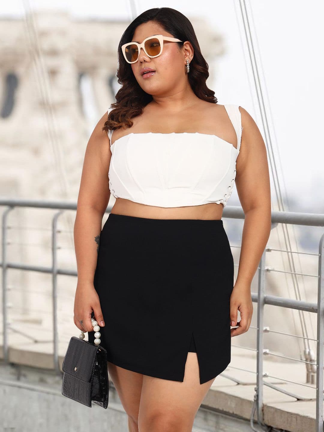 wild U Plus Size Side Slit Mini Skort - view 1
