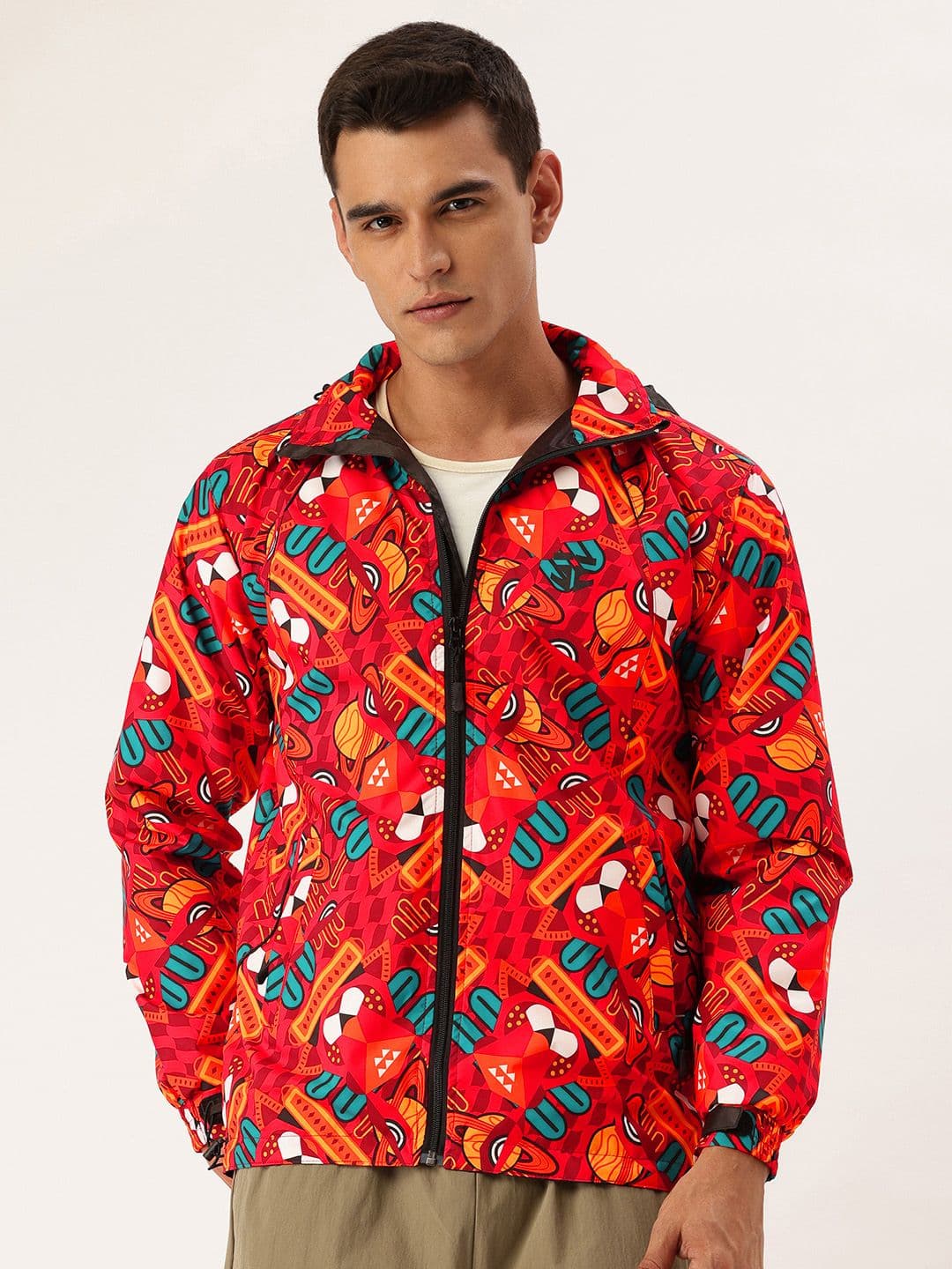 FIFTY TWO Printed Hooded Rain Jacket - view 1