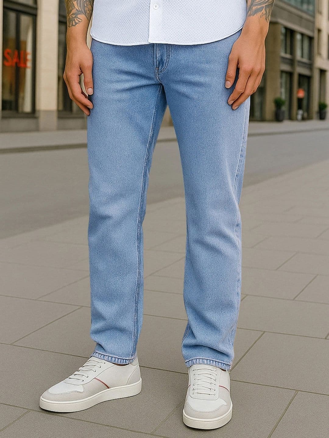Bewakoof Men Washed Slim Straight Fit Stretchable Mid-Rise Jeans - view 1