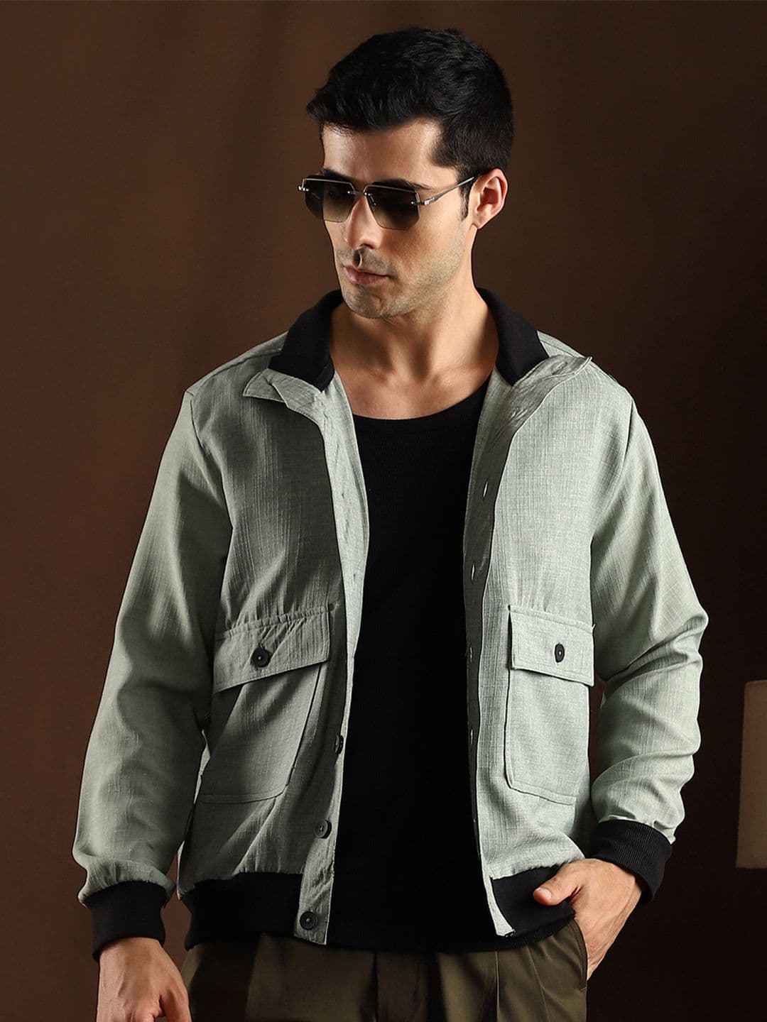 CAHOOT Men Colourblocked Lightweight Cotton Utility Pockets Bomber Jacket - view 1