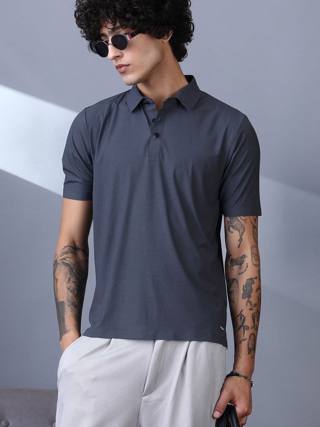 CAHOOT Striped Polo Collar T-shirt - view 1