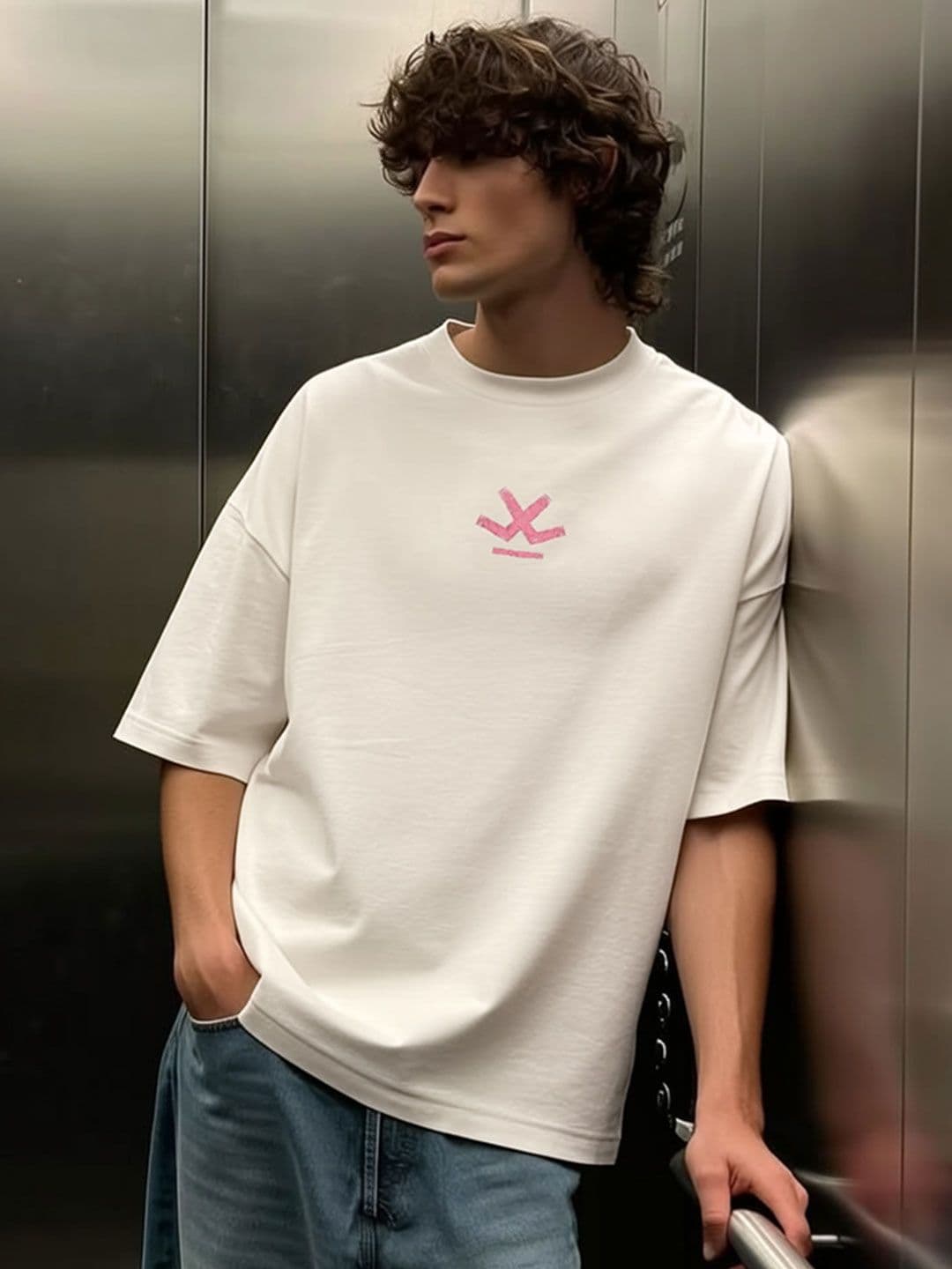 WROGN Round Neck Cotton Oversized T-shirt - view 1