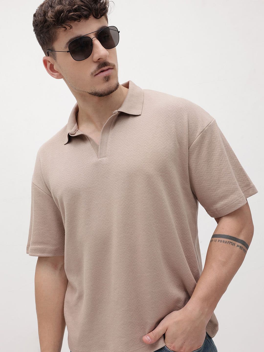The Roadster Lifestyle Co. Solid Polo Collar T-shirt - view 1