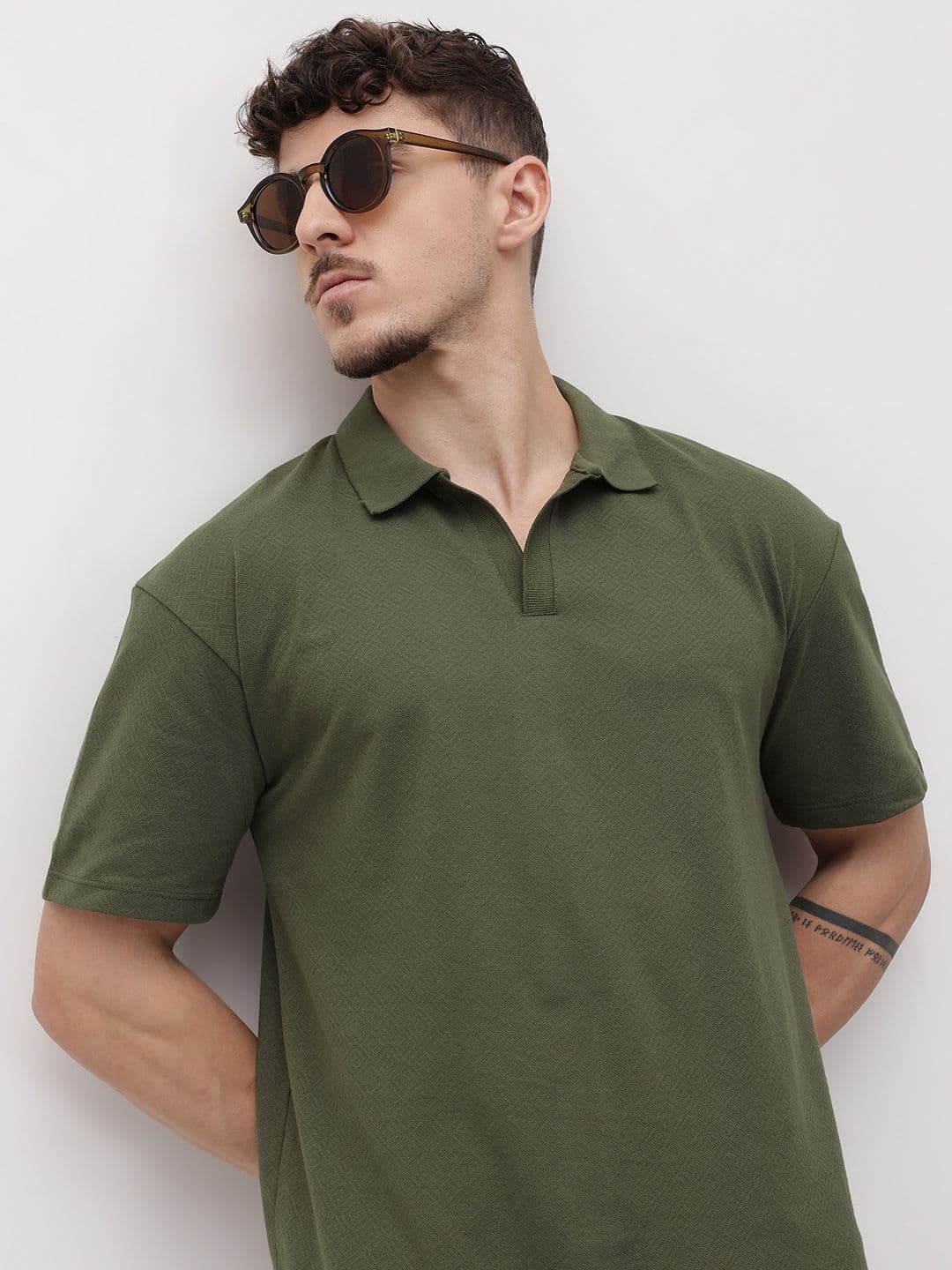 The Roadster Lifestyle Co. Solid Polo Collar T-shirt - view 1
