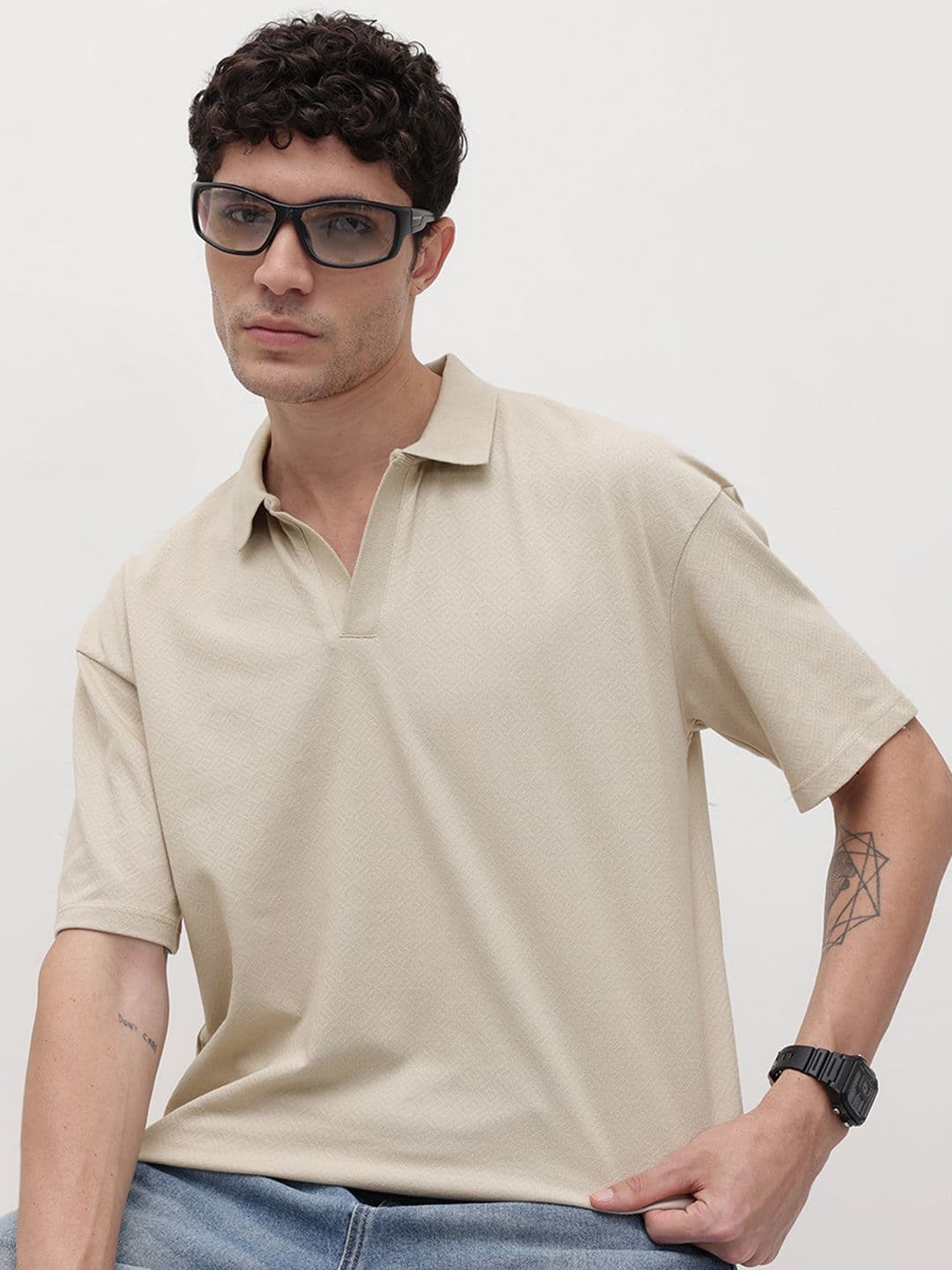 The Roadster Lifestyle Co. Solid Polo Collar T-shirt - view 1