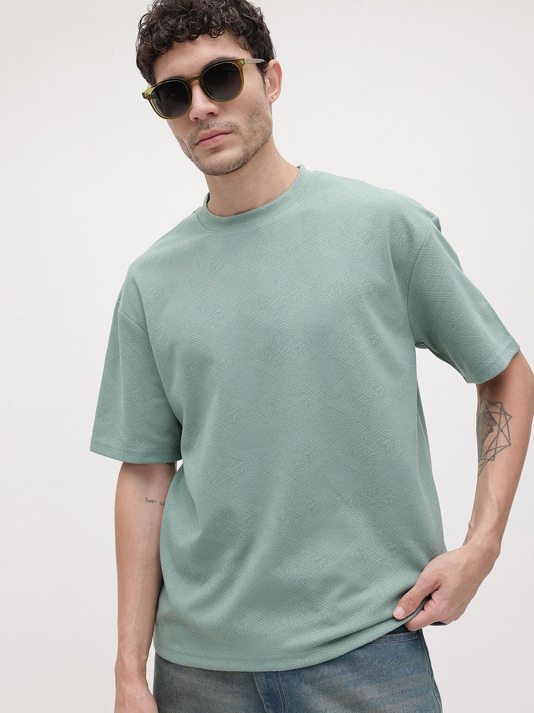 The Roadster Lifestyle Co. Men Self Design Relaxed Fit T-shirt - view 1