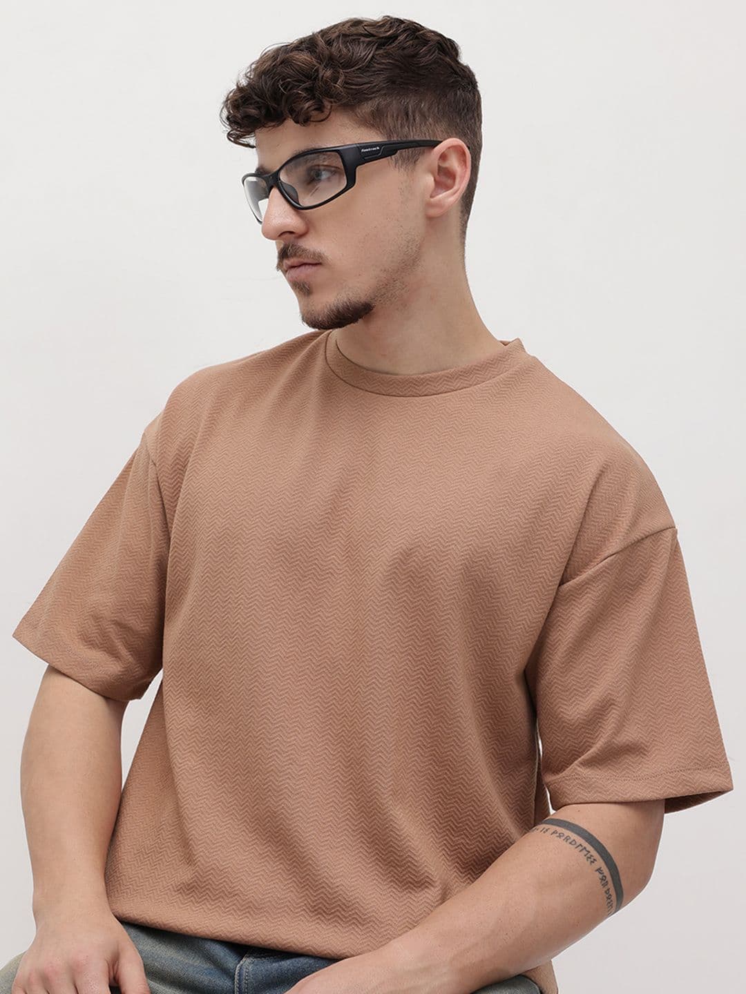 The Roadster Lifestyle Co. Solid Drop-Shoulder Sleeves Oversized T-shirt - view 1