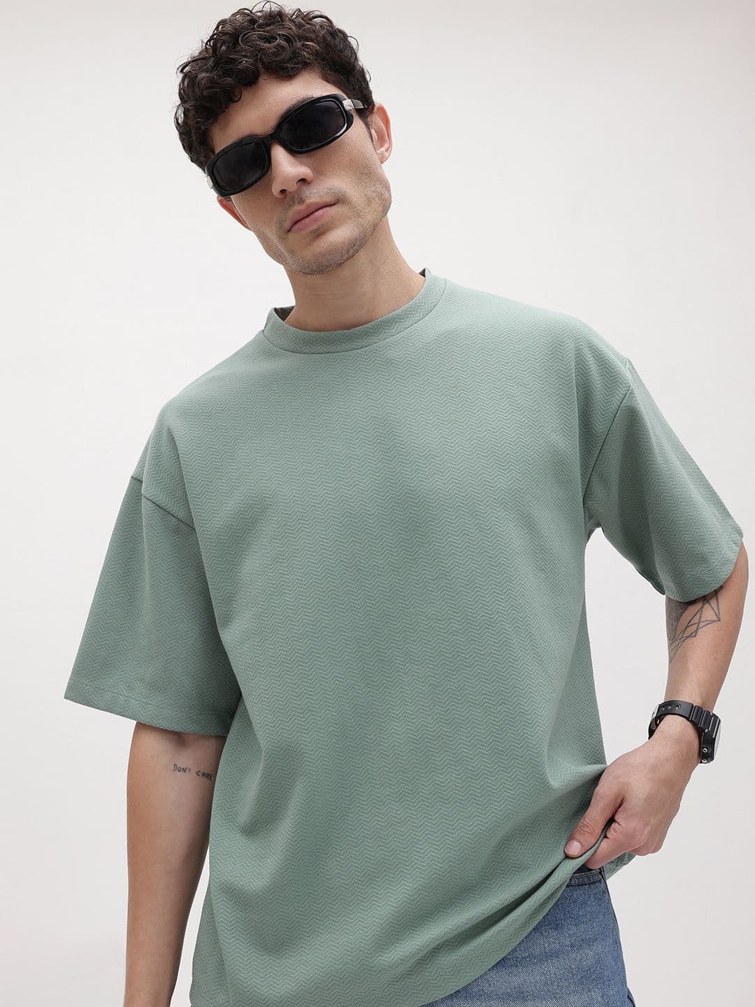 The Roadster Lifestyle Co. Solid Drop-Shoulder Sleeves Oversized T-shirt - view 1