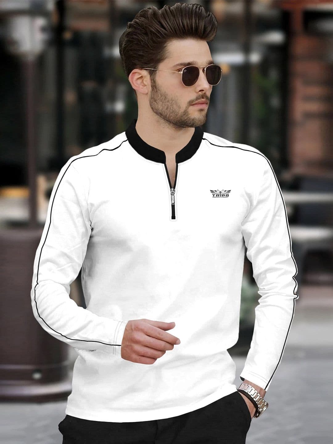 TRIPR Men Brand Logo Printed Henley Neck T-shirt - view 1