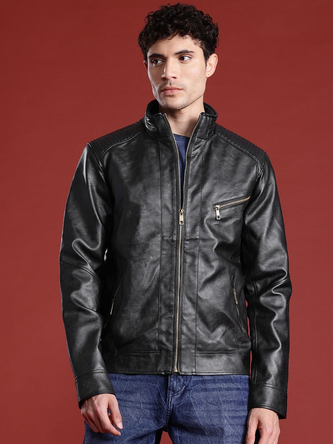 Leather Retail Lightweight Biker Jacket - view 1