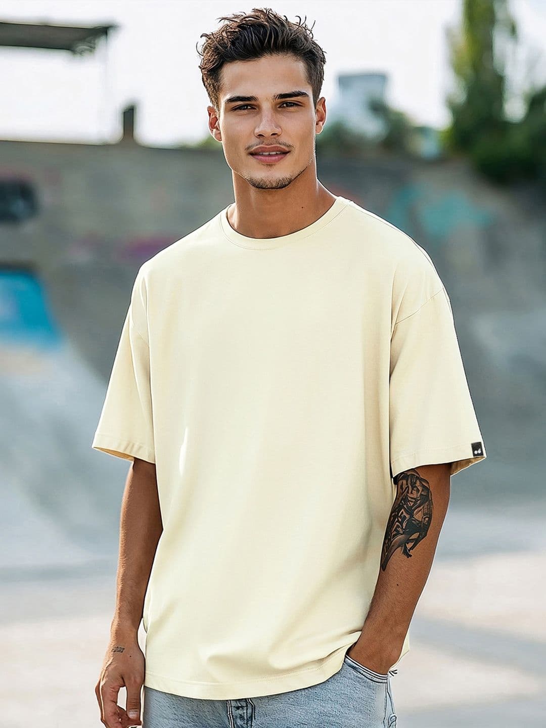 Bewakoof Heavy Duty Men Drop-Shoulder Sleeves Cotton Oversized T-shirt - view 1