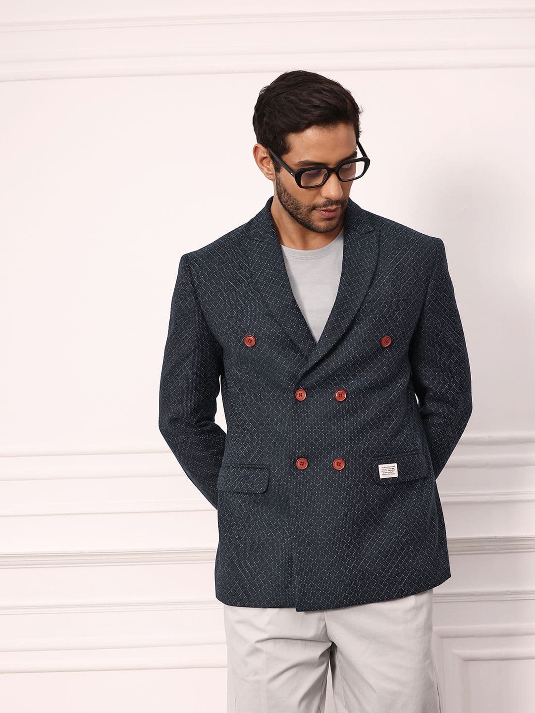 Mr Bowerbird Woven Design Tailored Fit Double-Breasted Blazer - view 1